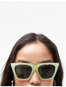 Topshop - Occhiali da sole cat-eye squadrati oversize color lime-Verde