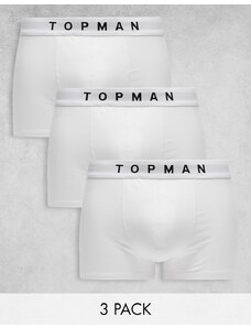 Topman - Confezione da 3 boxer aderenti bianchi con fascia in vita bianca-Bianco