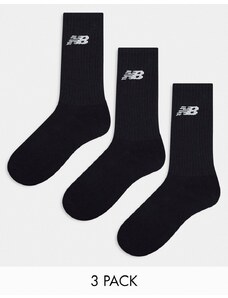 New Balance - Confezione da 3 paia di calzini neri con logo-Nero