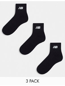 New Balance - Confezione da 3 calzini alla caviglia neri con logo-Nero