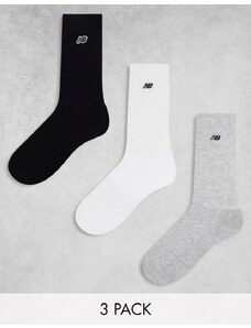 New Balance - Confezione da 3 paia di calzini multicolore con logo ricamato