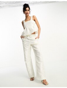 Y.A.S - Pantaloni da sposa in jacquard bianchi in coordinato-Bianco