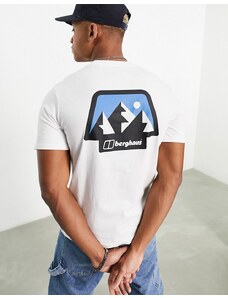 Berghaus - French Pyrenees - T-shirt bianca con stampa di montagne sul retro-Bianco