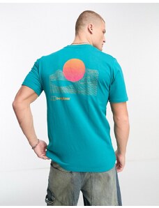 Berghaus - Snowdon - T-shirt verde-azzurro con stampa di sole sul retro-Blu