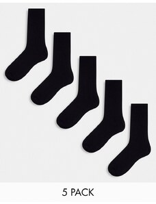 Weekday - Confezione da 5 paia di calzini neri a coste-Nero