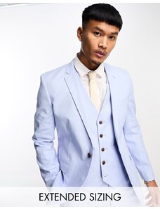 ASOS DESIGN - Giacca da abito super skinny in misto lino blu pastello