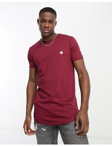 Le Breve - T-shirt taglio lungo bordeaux con fondo arrotondato-Rosso