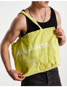 AllSaints - Underground - Borsa shopping verde lime lavaggio acido