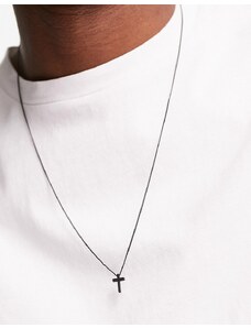 ASOS DESIGN - Collana nero opaco con ciondolo a croce