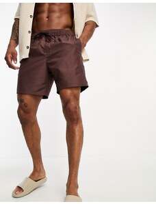 ASOS DESIGN - Pantaloncini da bagno di media lunghezza marroni-Brown