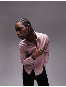 Topman - Camicia premium a maniche lunghe elegante slim rosa polvere