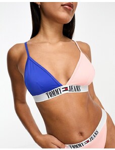 Tommy Hilfiger Tommy Jeans - Archive - Top bikini a triangolo colorblock blu e rosa-Multicolore