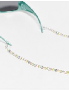 ASOS DESIGN - Catenina per occhiali da sole con perle sintetiche in colori pastello-Multicolore