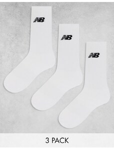 New Balance - Confezione da 3 paia di calzini bianchi con logo-Bianco