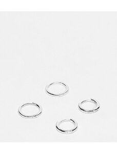 ASOS DESIGN - Set di 2 paia di orecchini a cerchio in argento sterling da 10 mm e 12 mm