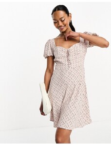 Glamorous - Vestito milkmaid corto a fiorellini vintage-Multicolore