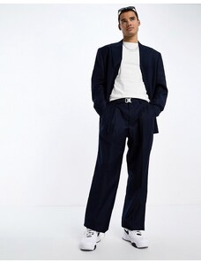 Sixth June - Pantaloni da abito oversize blu navy con cintura