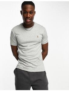 Polo Ralph Lauren - T-shirt custom fit grigio mélange in cotone pima con logo