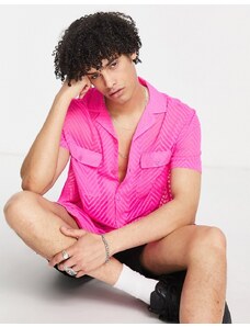 ASOS DESIGN - Camicia trasparente comoda rosa acceso