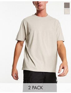 Another Influence - Confezione da 2 T-shirt squadrate grigie-Grigio