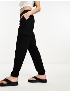 JDY - Pantaloni cargo neri con fondo elasticizzato-Nero