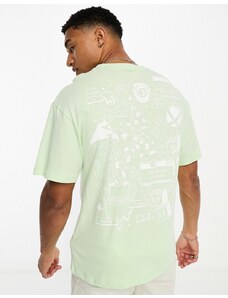 Jack & Jones - T-shirt oversize verde chiaro con stampa sul retro