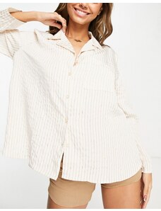 Mango - Camicia del pigiama beige a righe-Neutro