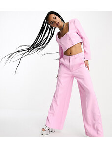 Extro & Vert Petite - Pantaloni a fondo super ampio rosa confetto in coordinato