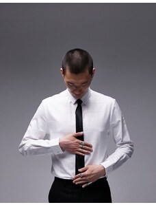 Topman - Camicia elegante slim a maniche lunghe bianca a quadri grandi-Bianco