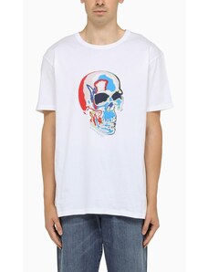 Alexander McQueen T-shirt bianca con stampa Skull solarizzata