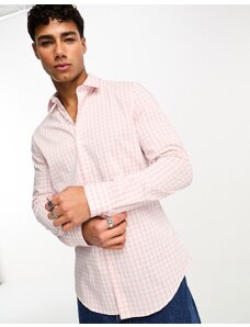 ASOS DESIGN - Camicia slim elasticizzata rosa a quadri