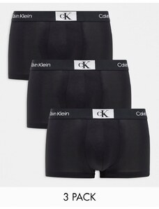 Calvin Klein - CK 96 - Confezione da 3 boxer aderenti a vita bassa neri in cotone-Nero