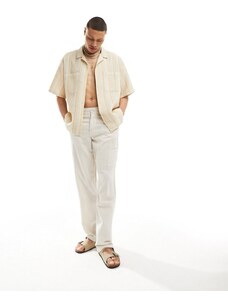 ASOS DESIGN - Pantaloni comodi beige chiaro testurizzato-Neutro