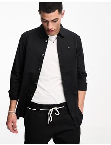Tommy Jeans - Camicia slim elasticizzata nera-Nero