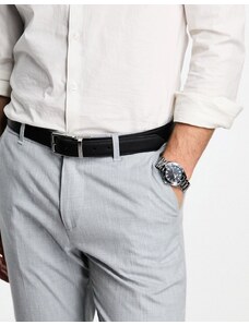Ben Sherman - Cintura in pelle double-face nera e marrone con passante con logo-Multicolore