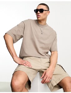 Bershka - T-shirt oversize beige-Neutro