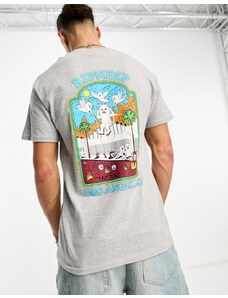 Rip N Dip RIPNDIP - T-shirt grigia con stampa sul petto e sul retro-Grigio