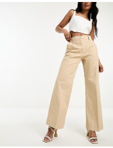 Abercrombie & Fitch - Pantaloni a fondo ampio in twill color cammello-Neutro