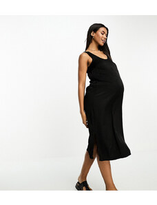 Mama.licious Mamalicious Maternity - Vestito midi in raso nero