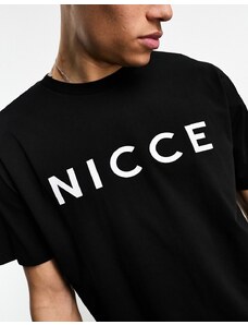 Nicce - T-shirt nera con logo sul petto-Nero
