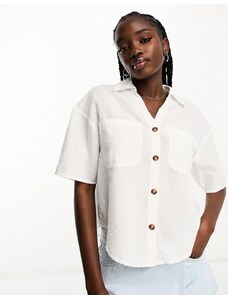 New Look - Camicia corta bianca in lino-Bianco