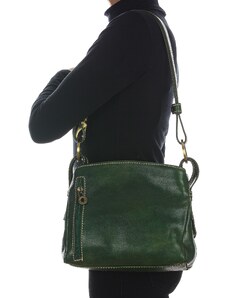 CHIAROSCURO ORNELLA SMALL: borsa donna a spalla in cuoio, colore : VERDE, Made in Italy