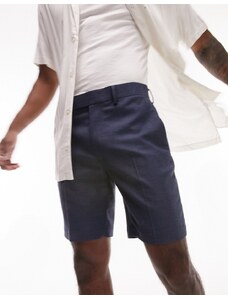 Topman - Pantaloncini eleganti slim blu navy