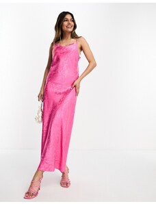Y.A.S - Vestito midi con spalline sottili in raso jacquard rosa da damigella