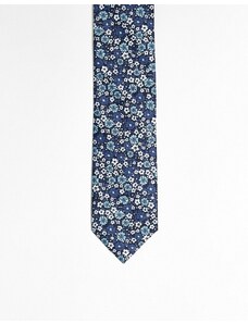 Jack & Jones - Cravatta blu navy con stampa a fiori