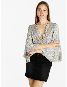Solada Top Cropped Donna Con Stampe Manica Lunga Bluse Blu Taglia Unica