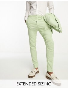 ASOS DESIGN Wedding - Pantaloni da abito super skinny in misto lana verde salvia pied de poule