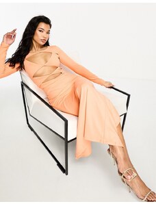 Simmi Clothing Simmi - Vestito lungo arancione con cut-out