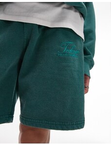 Topman - Pantaloncini verde slavato con ricamo