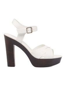 Sandali bianchi da donna con tacco 12 cm e plateau Lora Ferres